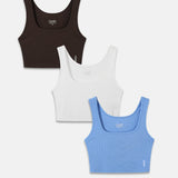 Rib Contour Crop Tank 3-Pack
