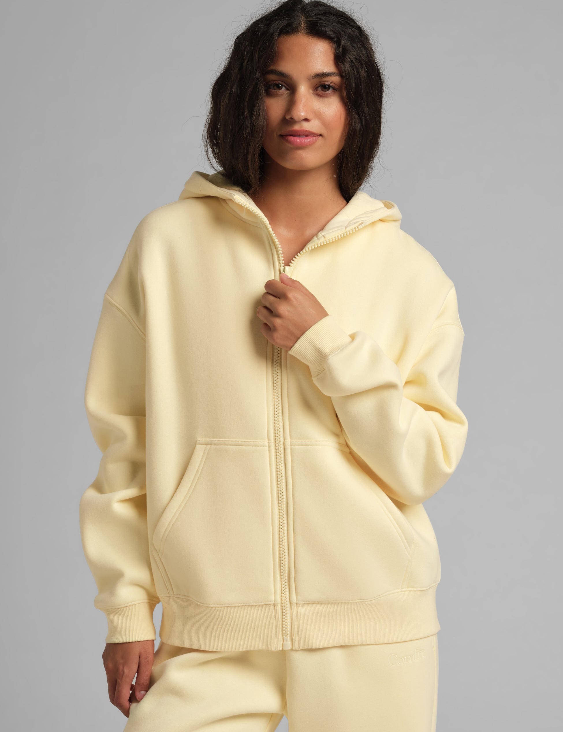 Basic Crop Zip Hoodie