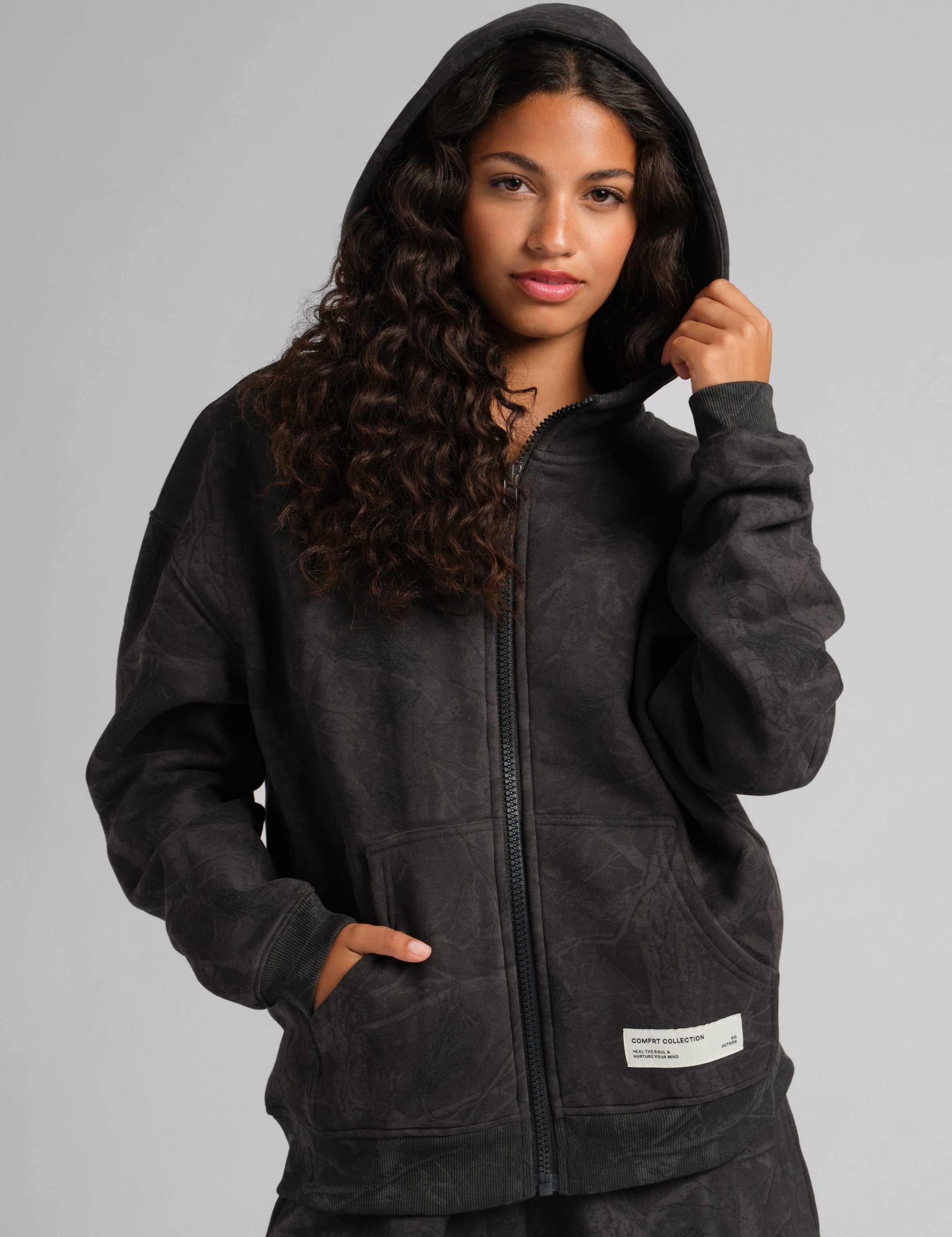 Camo Crop Zip Hoodie - Pre Order