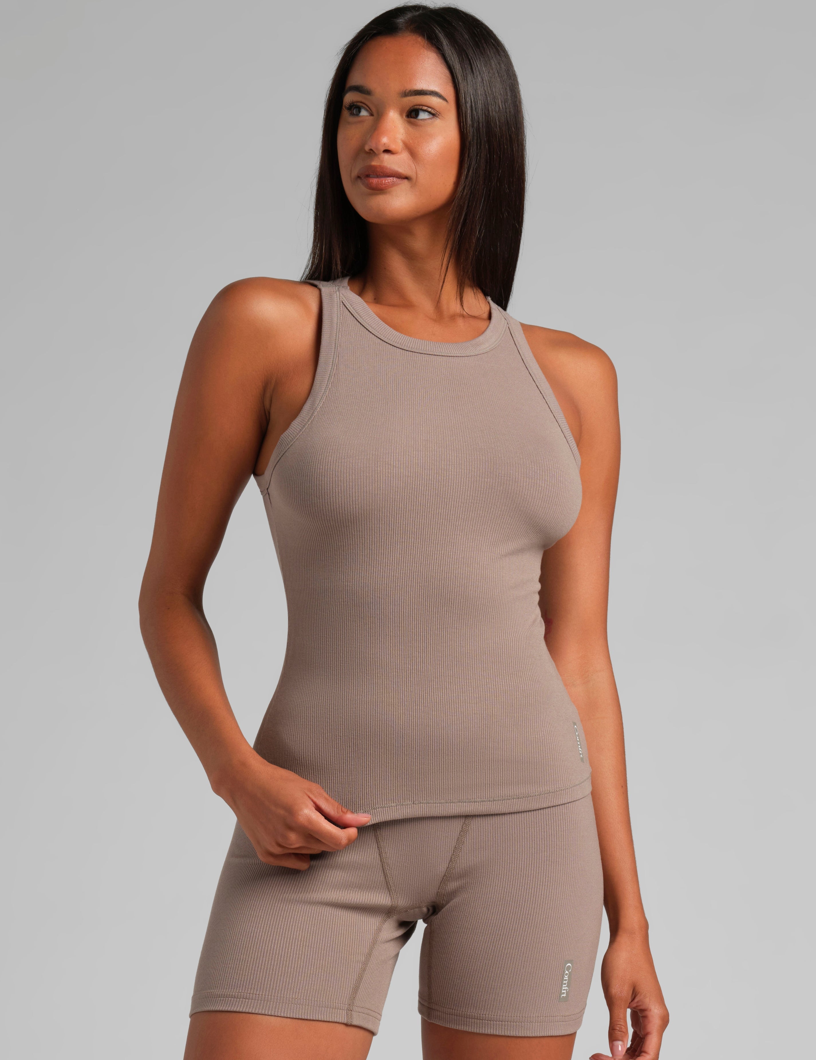 Rib Contour High Neck Tank