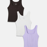 Rib Contour Waist Length Tank 3-Pack