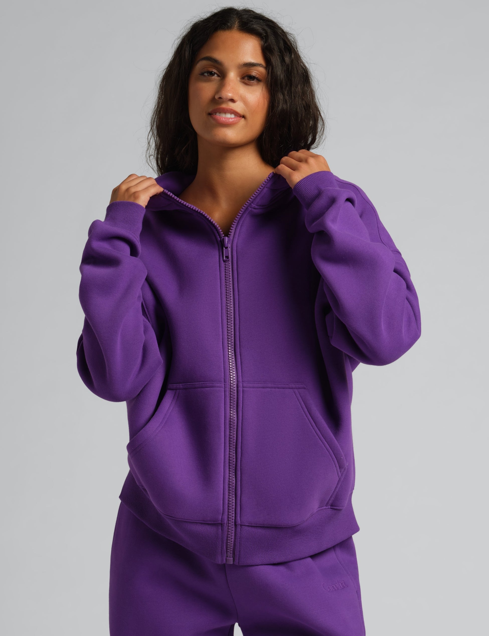 Basic Crop Zip Hoodie