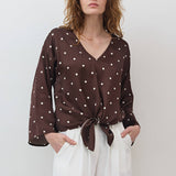 Silky Tie Front Blouse