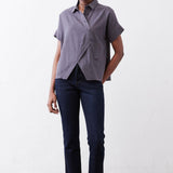 Asymmetric Button Short Sleeve Blouse