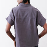 Asymmetric Button Short Sleeve Blouse