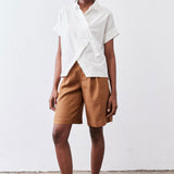 Asymmetric Button Short Sleeve Blouse