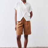 Asymmetric Button Short Sleeve Blouse