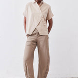 Asymmetric Button Short Sleeve Blouse