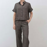 Boxy Linen Cropped Blouse