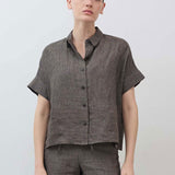 Boxy Linen Cropped Blouse