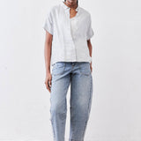 Boxy Linen Cropped Blouse
