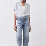 Boxy Linen Cropped Blouse