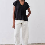 Cinched Neck Light Poplin Top