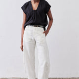 Cinched Neck Light Poplin Top