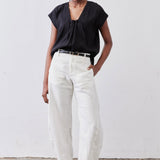 Cinched Neck Light Poplin Top