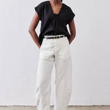 Cinched Neck Light Poplin Top