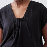Cinched Neck Light Poplin Top
