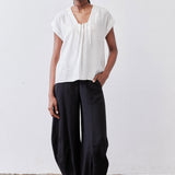 Cinched Neck Light Poplin Top