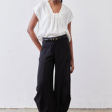 Cinched Neck Light Poplin Top