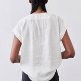 Cinched Neck Light Poplin Top