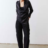 Collared Wrap Washable Silk Blouse