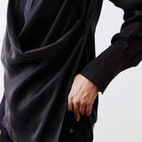 Collared Wrap Washable Silk Blouse