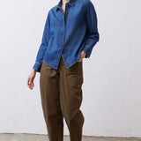 Denim Handkerchief With a Zipper Blouse