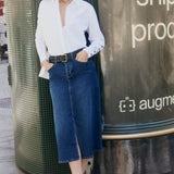 The Iconic Denim Midi Skirt
