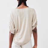 Half Button Elbow Sleeve Top