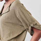 Half Button Elbow Sleeve Top