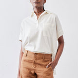 Pullover Short Sleeve Linen Blouse