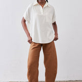 Pullover Short Sleeve Linen Blouse