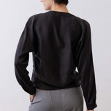 Long Sleeve Wrap Washable Silk Blouse