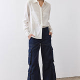 The Petite Off Duty Light Denim Cargo Pants