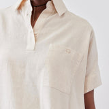 Pullover Short Sleeve Linen Blouse
