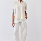 Pullover Short Sleeve Linen Blouse