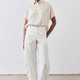 Pullover Short Sleeve Linen Blouse
