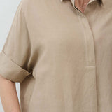 Silk Linen Oversized Pullover Blouse