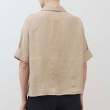 Silk Linen Oversized Pullover Blouse