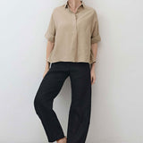 Silk Linen Oversized Pullover Blouse