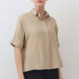 Silk Linen Oversized Pullover Blouse