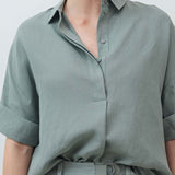 Silk Linen Oversized Pullover Blouse