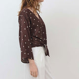 Silky Tie Front Blouse