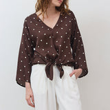 Silky Tie Front Blouse