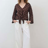 Silky Tie Front Blouse