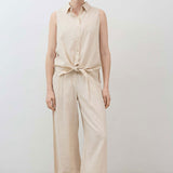 Sleeveless Tie Front Button Down