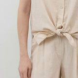 Sleeveless Tie Front Button Down