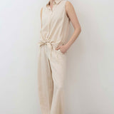 Sleeveless Tie Front Button Down