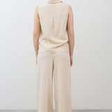 Sleeveless Tie Front Button Down