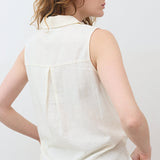 Sleeveless Tie Front Button Down